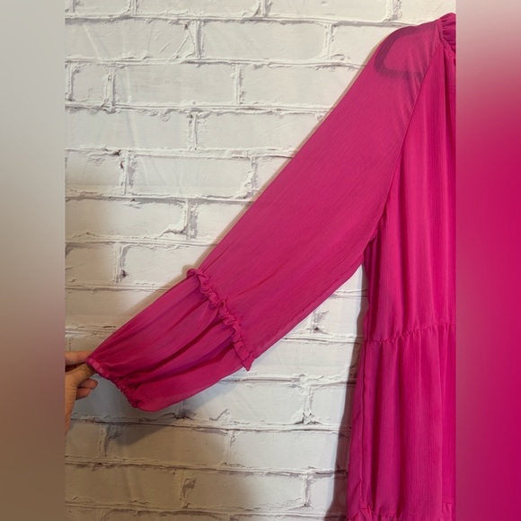 Vince Camuto Hot Pink Sheer Chiffon Dress Size XL - Picture 4 of 5